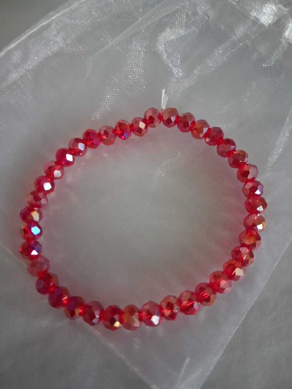 Red Faceted Crystal Stretch Bracelet Glass Beads